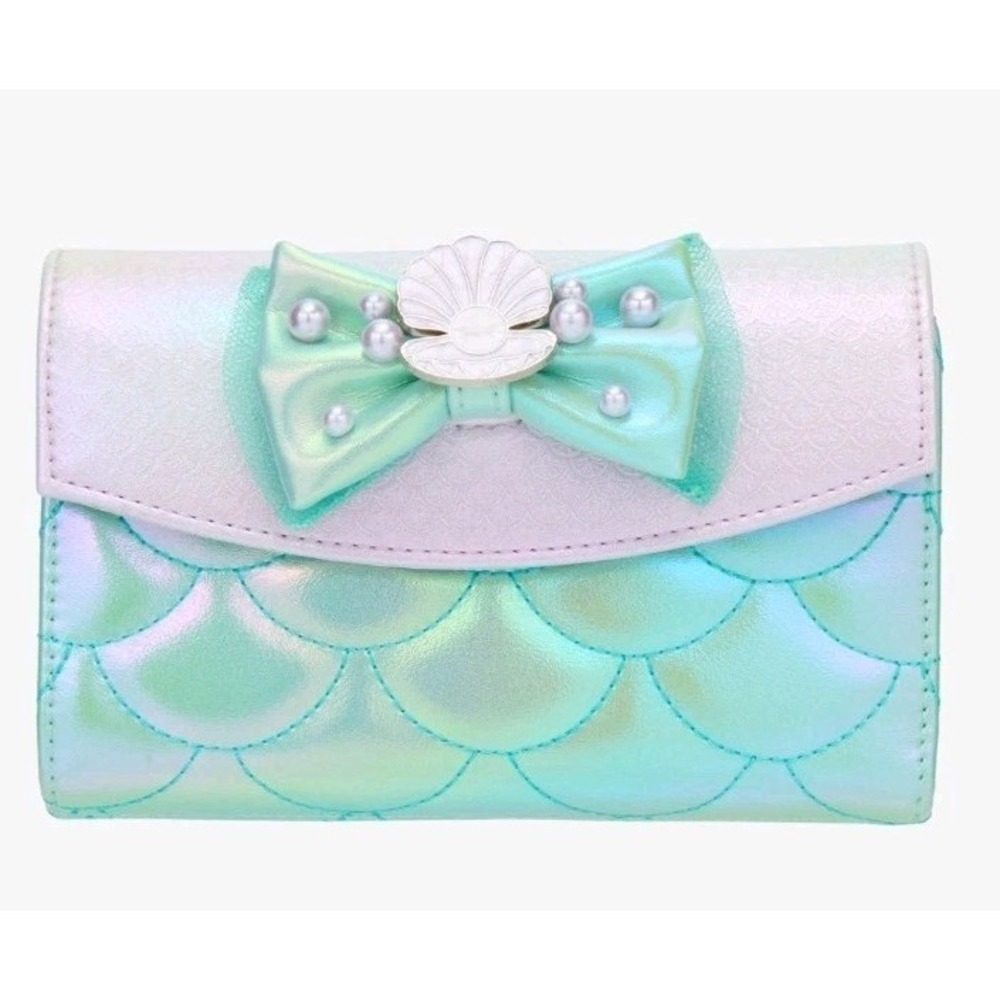 NEW Loungefly Disney The Little Mermaid Iridescent Pearls SEA Shell Flap Wallet